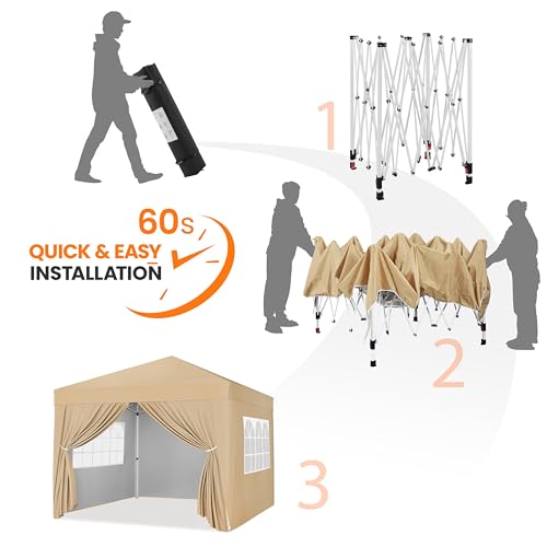 Yaheetech 10x10 Pop Up Canopy with 4 Removable Sidewalls, Portable Enclosed Instant Tent, Waterproof Outdoor Tent, Beach Sun Shelter with 4 Sandbags