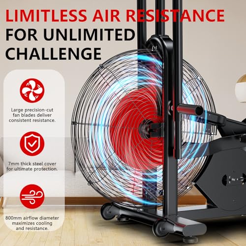 Air Bike, Wenoker Exercise Bike Air Resistance Stationary Bike for Home, Indoor Bike with Dual Action Handlebars, APP Connection Customizable Monitor