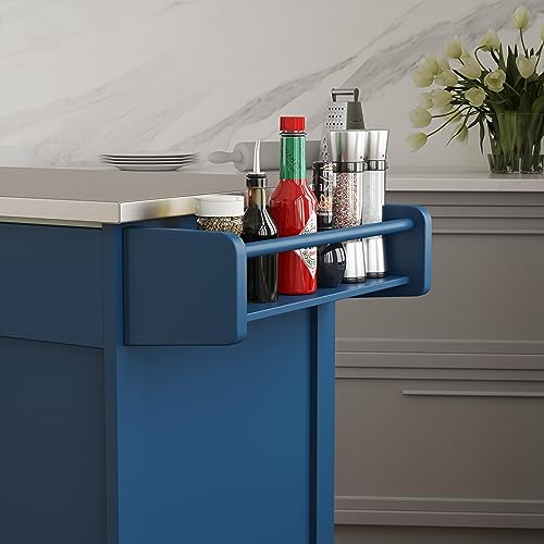 homestyles Mobile Kitchen Island Cart with Stainless Steel Top, Sage Green