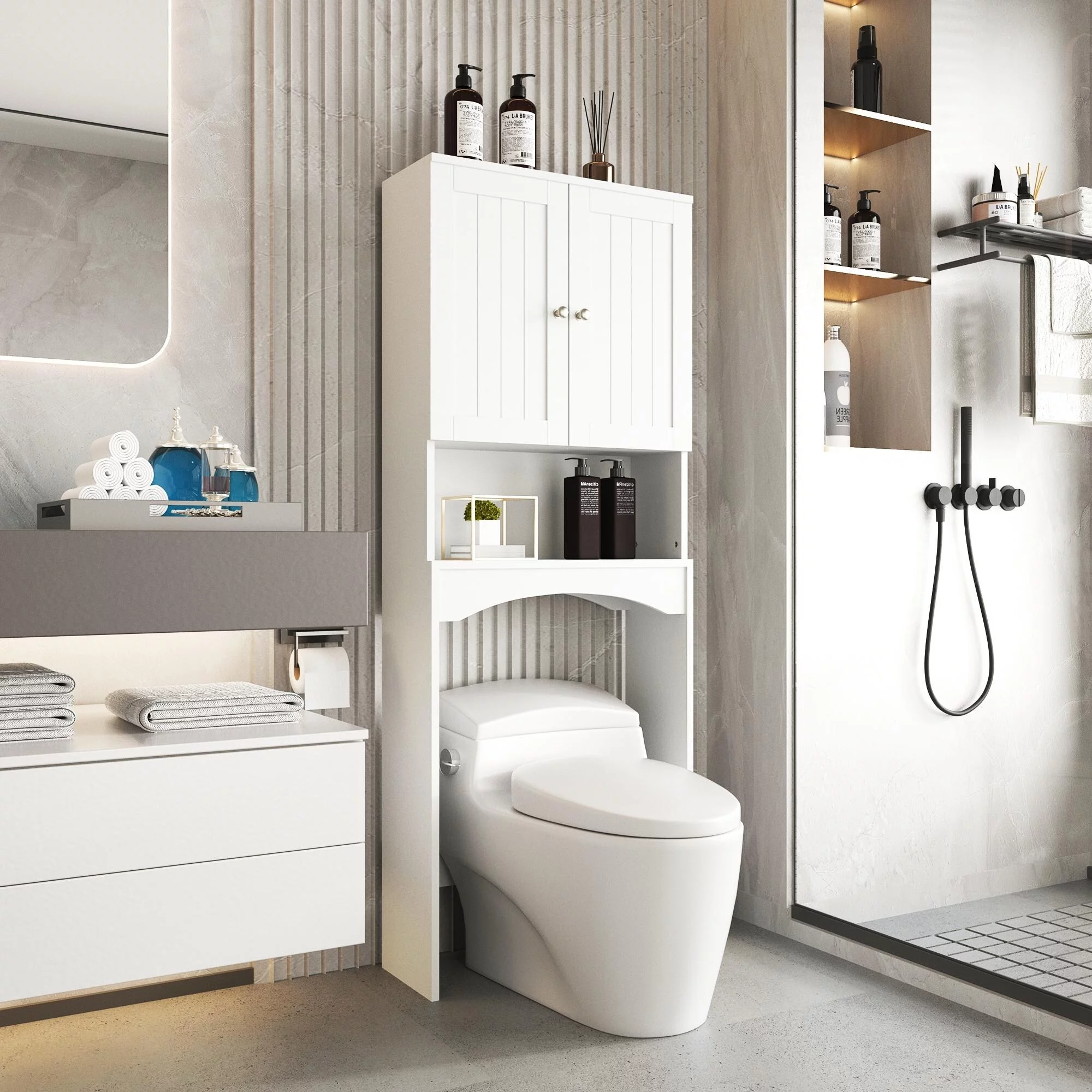 Bathroom Shelf Over-The-Toilet,Bathroom SpaceSaver, Bathroom Storage Cabinet Organizer