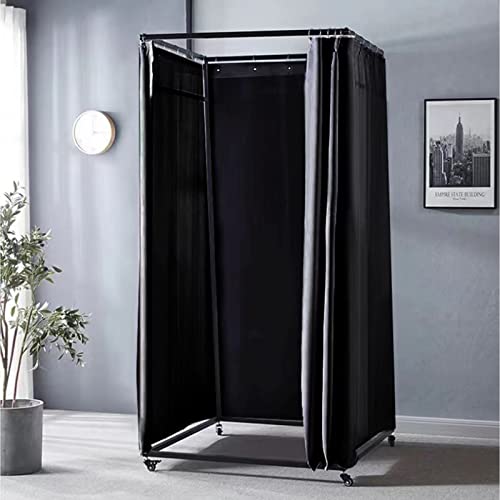 Portable Fitting Room for Boutiques - Movable Dressing Room with Shading Curtain, Vientiane Wheel and Hook Up