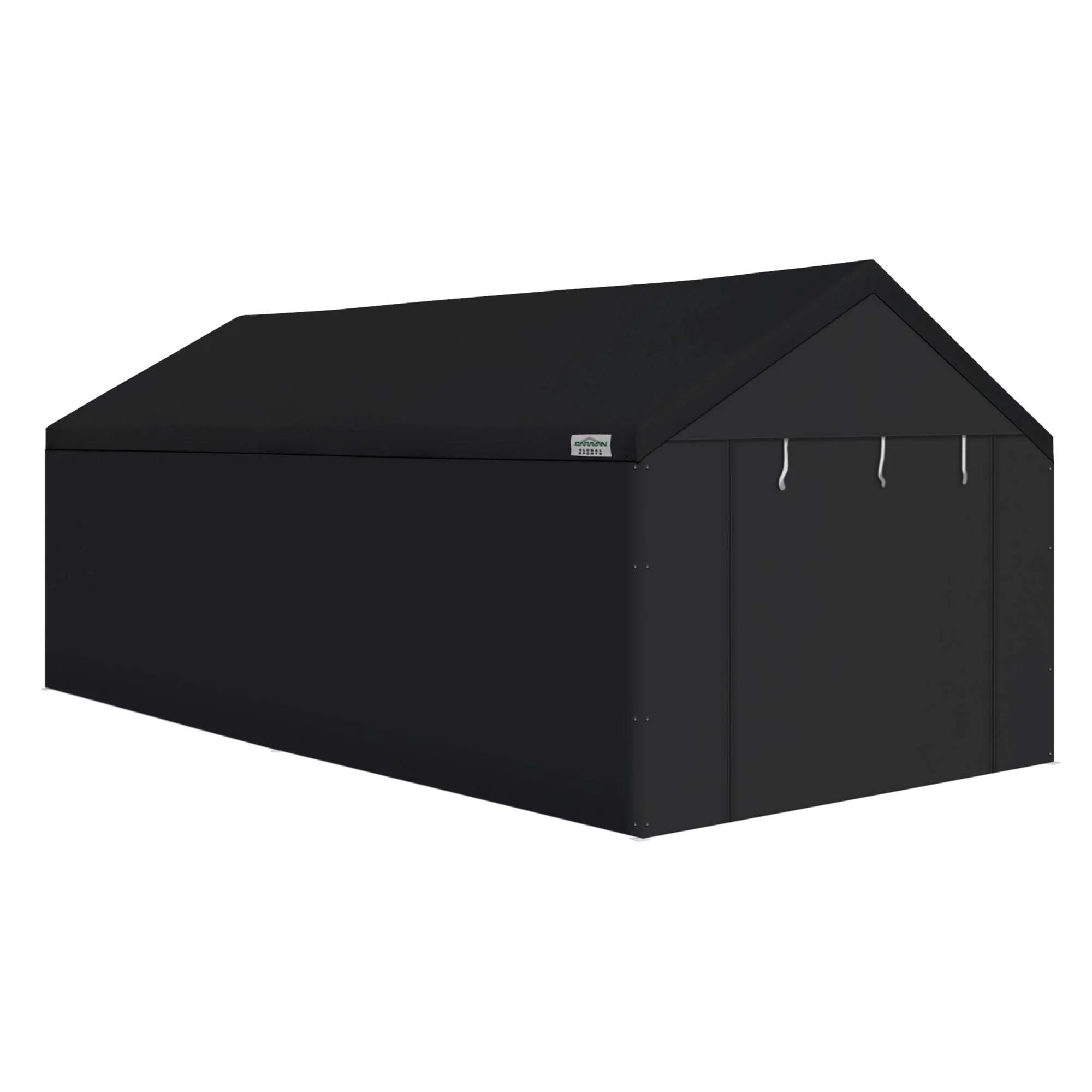 Caravan Canopy Domain 10 x 20 Ft Black Carport Top & Sidewalls w/Anchor Set