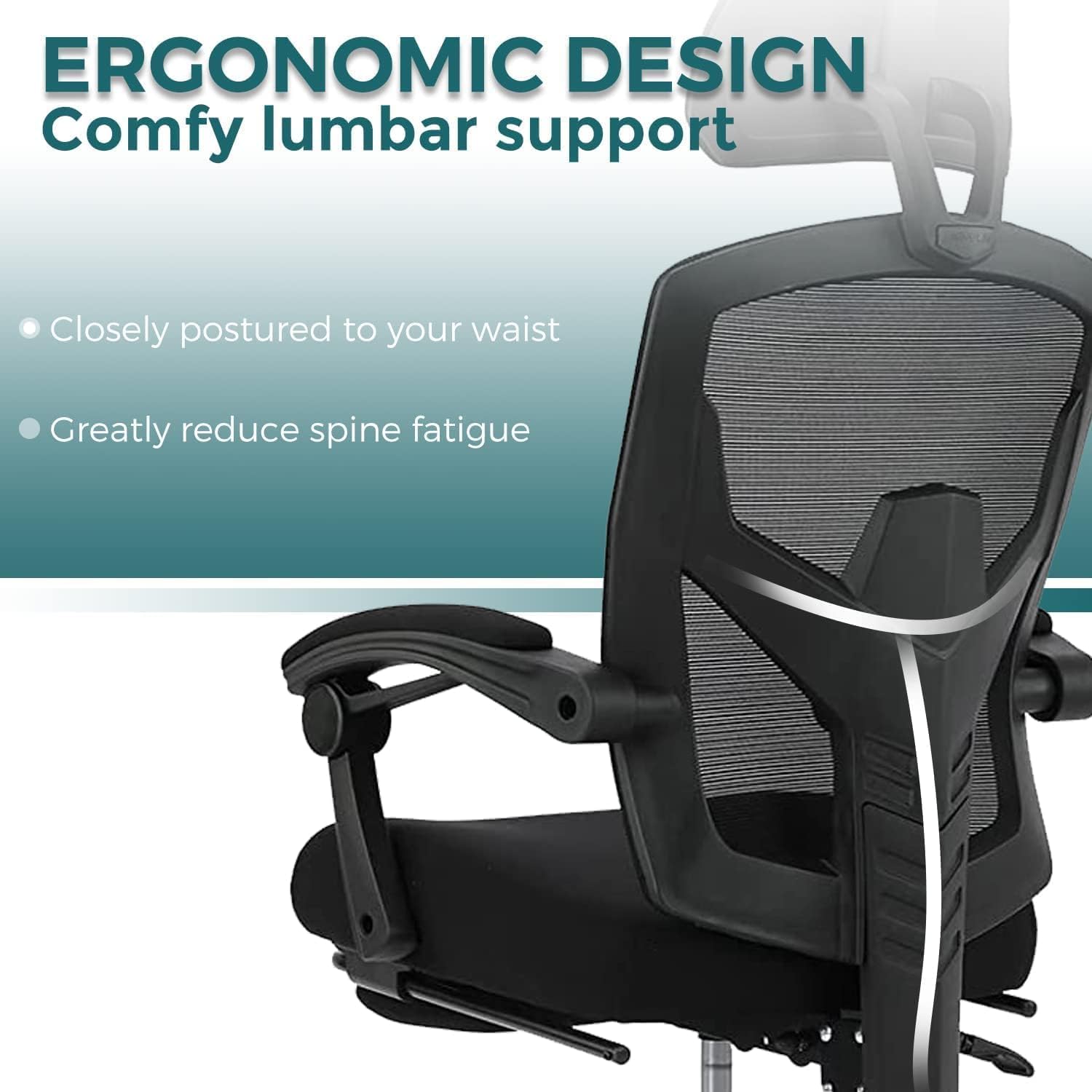 Ergonomic Office Chair, Reclining High Back Mesh Chair, Computer Desk Chair, Swivel Rolling Home Task Chair with Lumbar Support Pillow