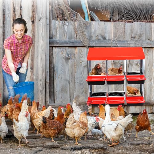 Chicken Nesting Box, 10 Hole 2 Layer Hen Nest Box with Legs, Roll Away Eggs Laying Boxes,Cleanable Pull Out Hen Roosting Boxes