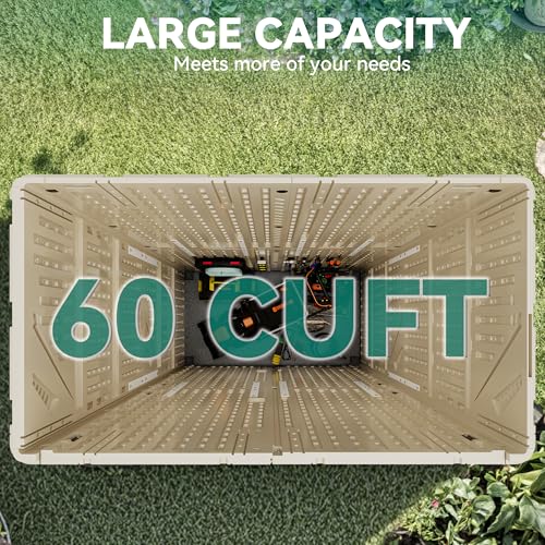 YITAHOME 60 cuft Vertical Outdoor Storage Shed w/o Shelf, Large Waterproof Storage Cabinet for Garden Shed, Tall Outdoor Storage Shed for Garage