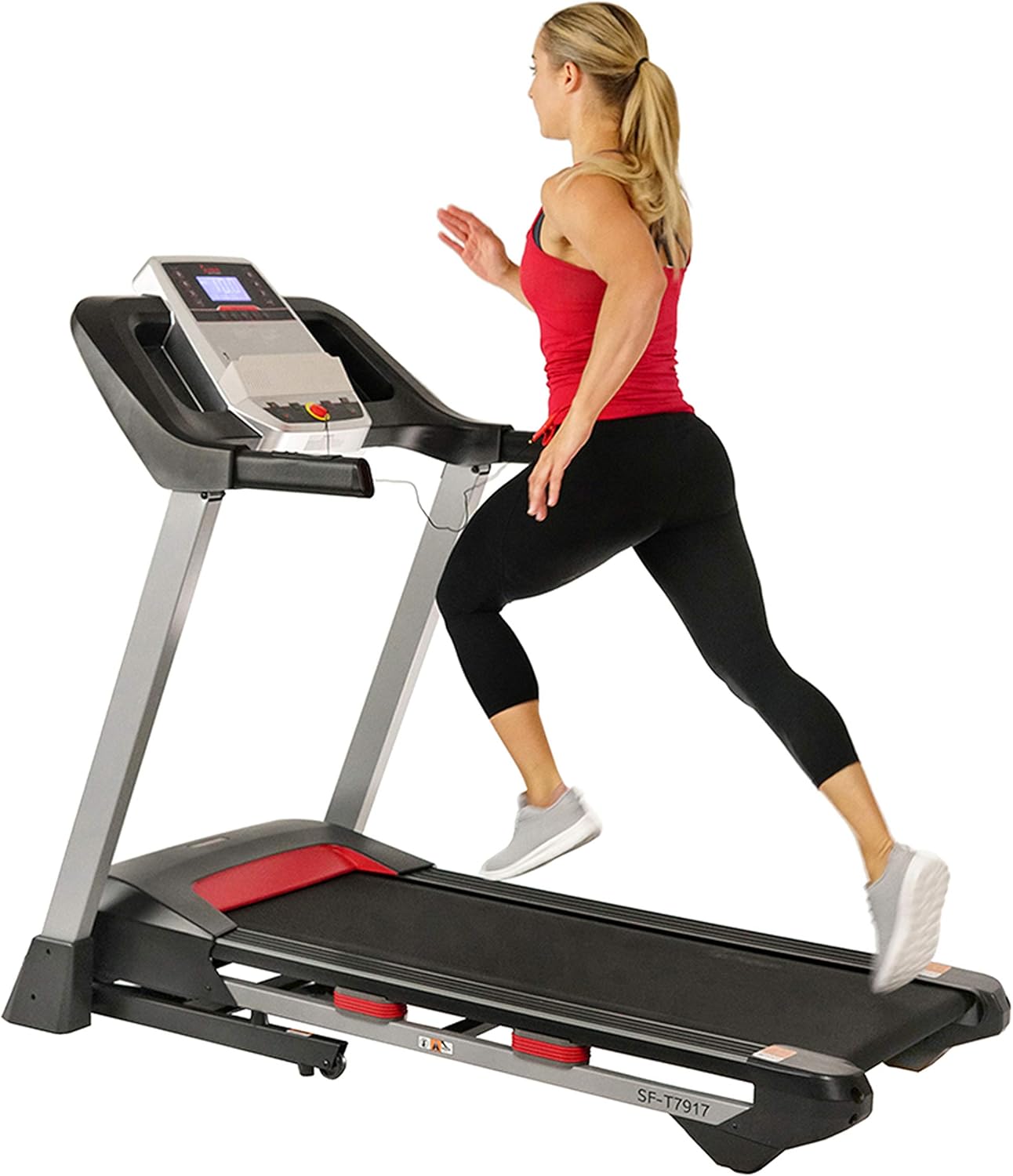 Sunny Health & Fitness Folding Treadmill for Home Exercise with 265 LB Capacity, Device Holder, Bluetooth Speakers and USB Charging - SF-T7917