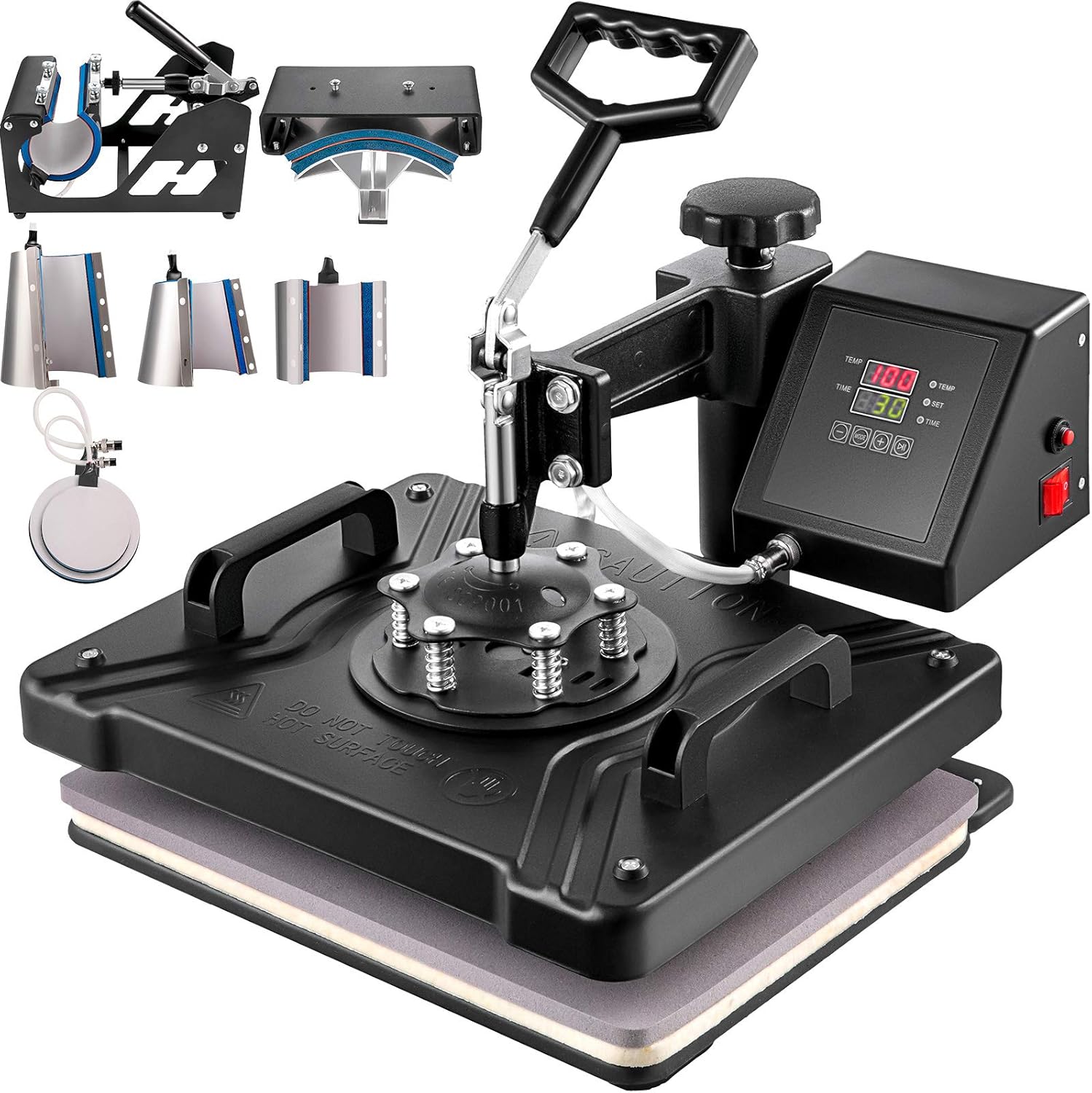 VEVOR Heat Press Machine, 15x15 Inch, 5 in 1 Combo Swing Away T-Shirt Sublimation Transfer Printer with Teflon Coated, Precise Heat Control