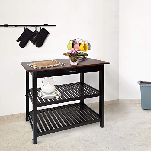 Casual Home Kitchen Island with Solid American Hardwood Top, Natural/White, 40" W (373-91)
