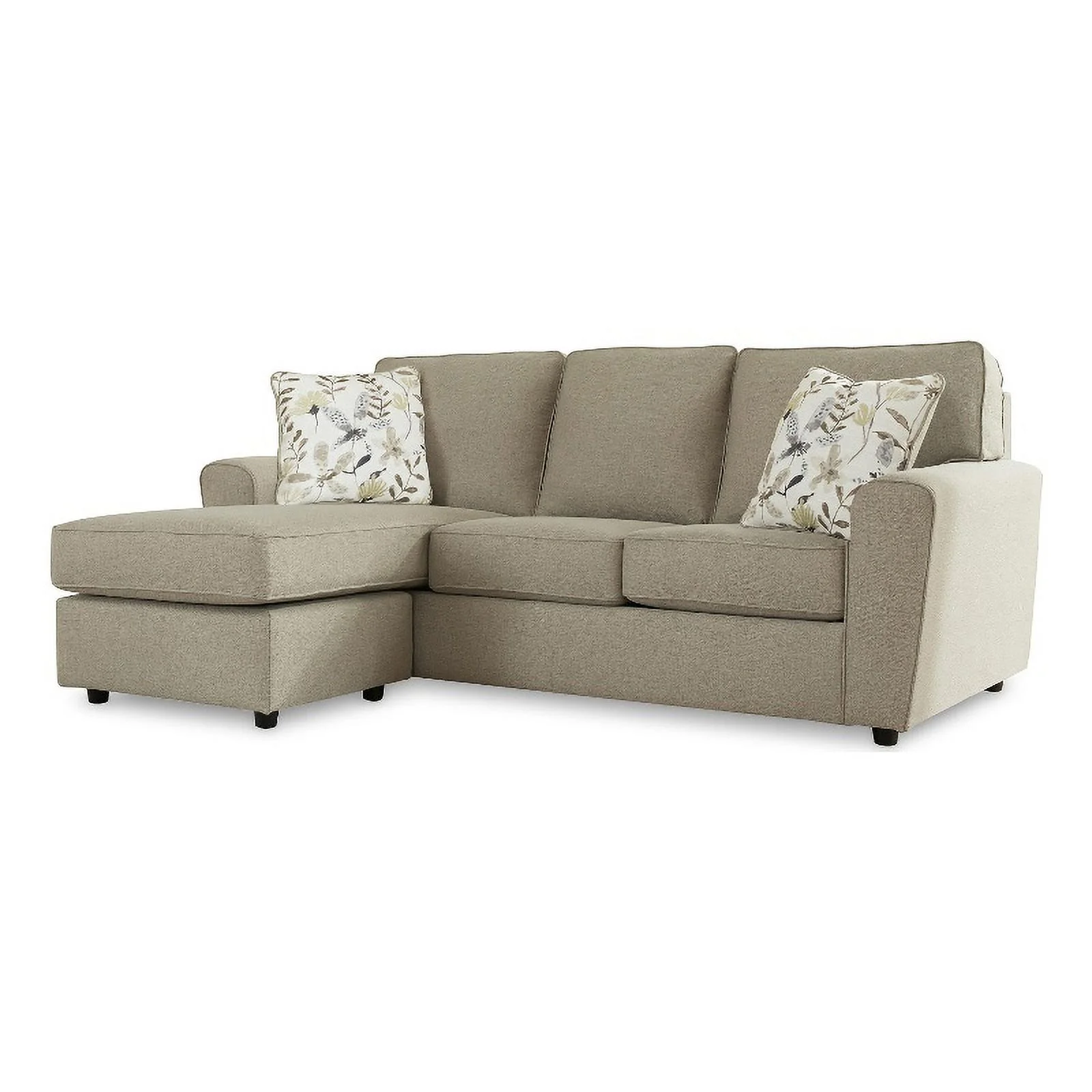 Ashley Furniture Renshaw Fabric & Wood Sofa Chaise in Light Gray
