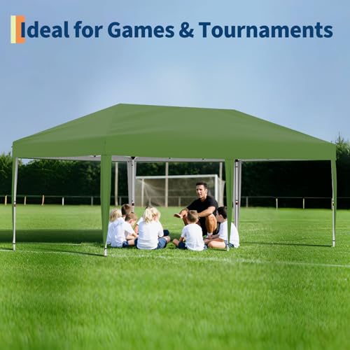 10x20 Pop Up Canopy - Easy Up Camping Tent with One Roller Bag, 3 Adjustable Height, 4 Weight Bags for Deck, Garden, Sports, Beach, Party - White