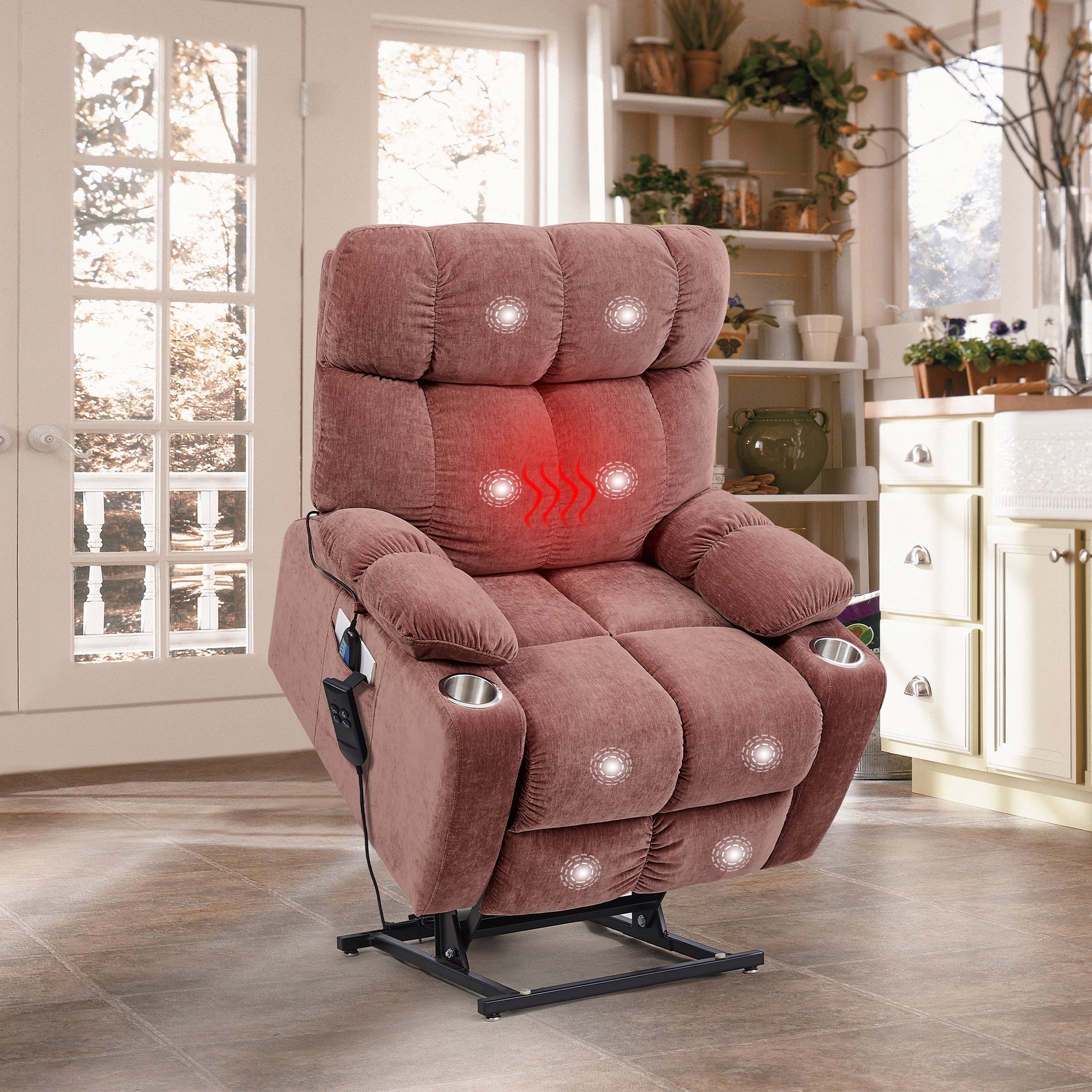 JIELARHUA Dual OKIN Motor Power Lift Recliner Chair for Elderly Infinite Position Lay Flat 180° Recliner with Heat Massage