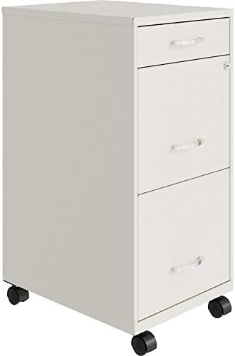Space Solutions 3 Drawer Metal Mobile File Cabinet with Lock, Letter Size, Red, Partially Assembled
