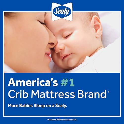 SEALY BABY OmniPedic Refresh Breathable Crib Mattress, GREENGUARD Gold Certified, Made in USA, Removable Knit Cover, 2 Stage, Toddler Bed Fit