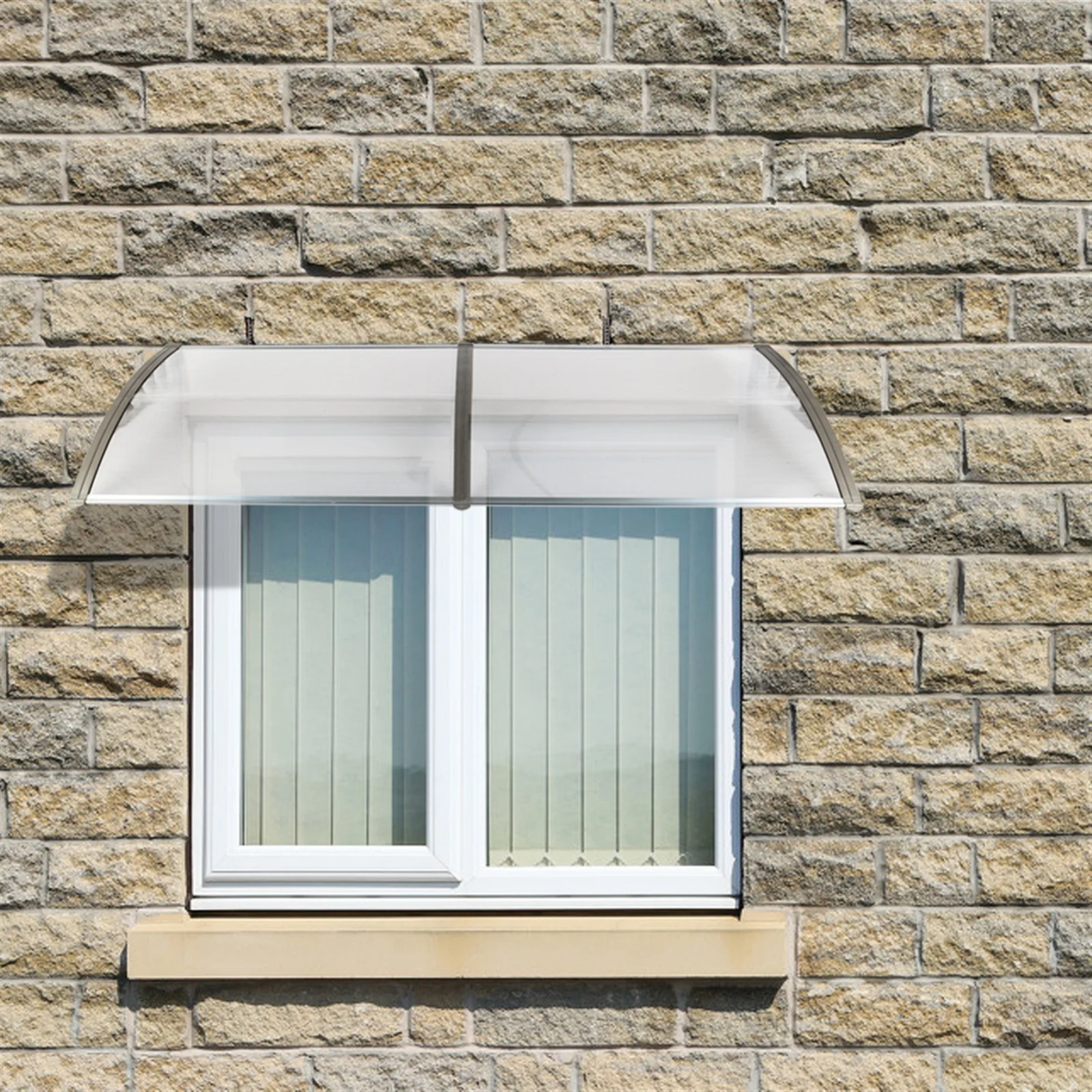 Eaves Canopy, 80 x 40'' Door & Window Rain Cover Household Application Eaves Brown Board & Black Holder
