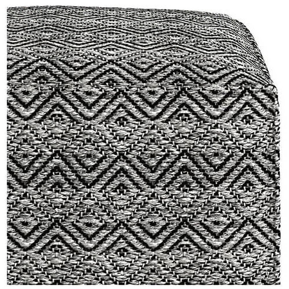 Boho Square Pouf Ottoman, Small Hand Knitted Hassock Footrest For Living Room, Cotton Woven Bean Bag Foot Stool For Couch