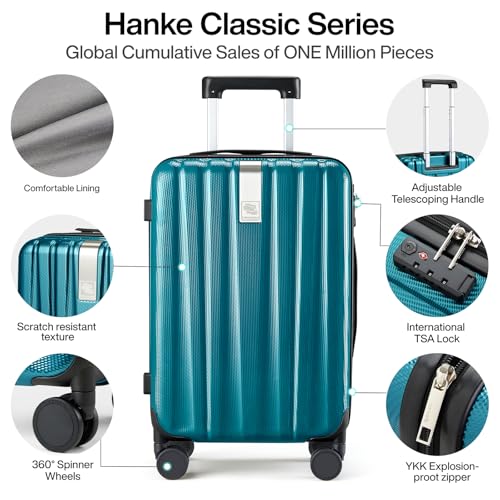 Hanke 29 Inch Luggage Suitcases With Spinner Wheels Lightweight PC hardside Rolling Suitcase With Travel Lock, Checked-Large 29-Inch(Blackish Green)