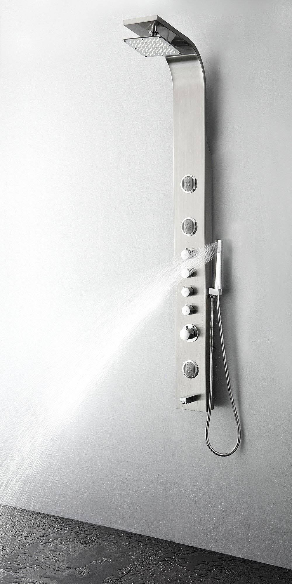 Fresca FSP8009BS Geona Stainless Steel (Brushed Silver) Thermostatic Shower Massage Panel