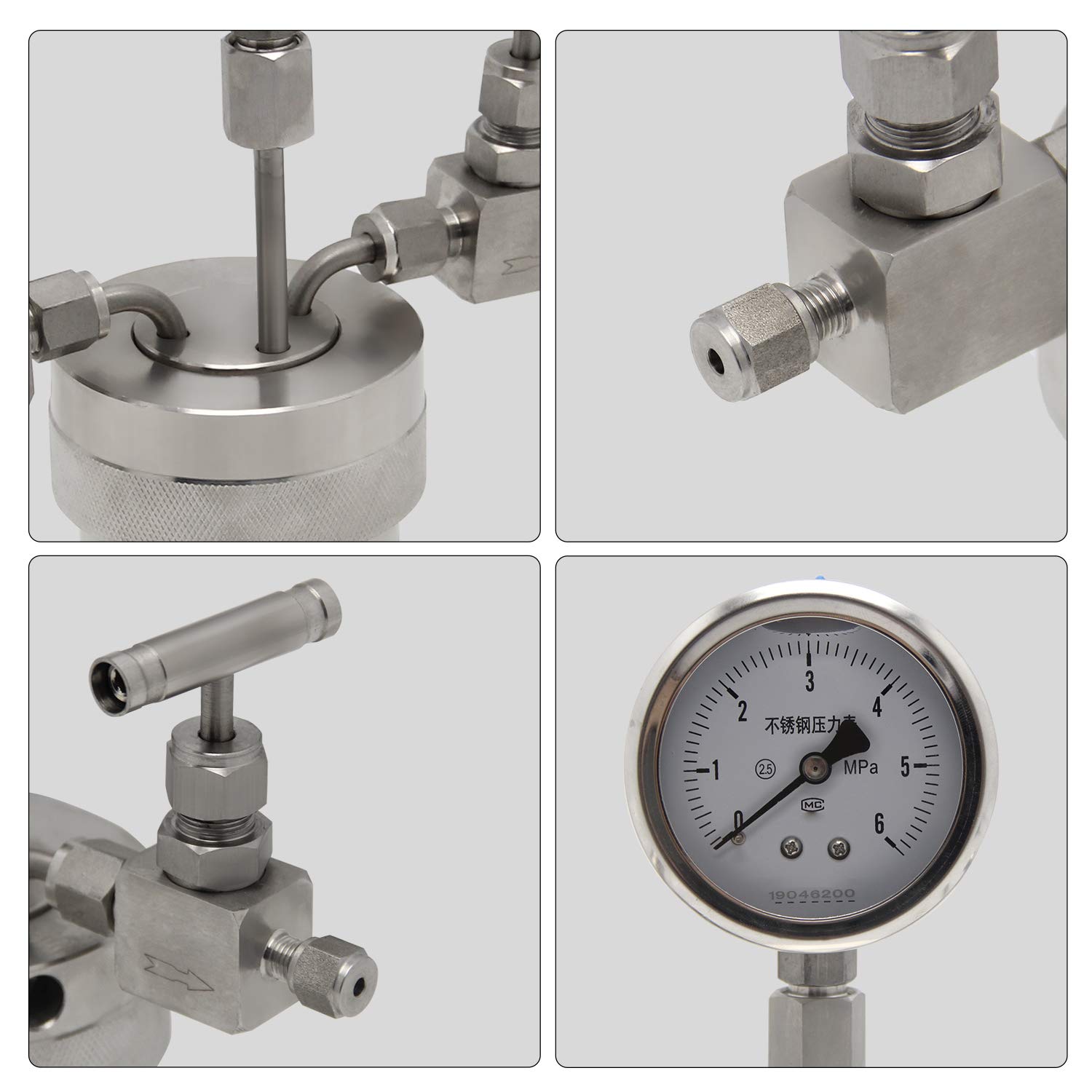 BAOSHISHAN 300ml Hydrothermal Synthesis Autoclave Reactor Can Connected Hydrogen Gas with polytetrafluoroethylene Lining Pressure Gauge for 180C 3MPa