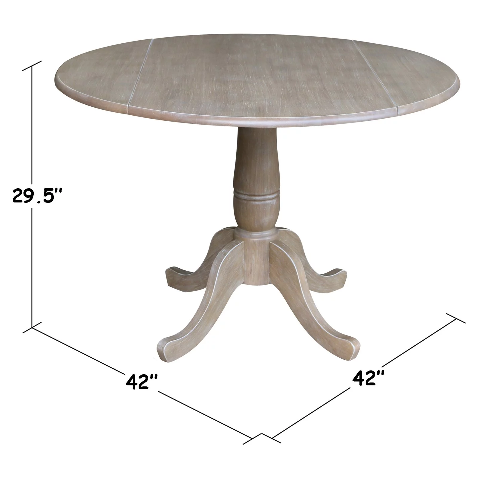 42" Round Dual Drop Leaf Pedestal Table - 29.5"H