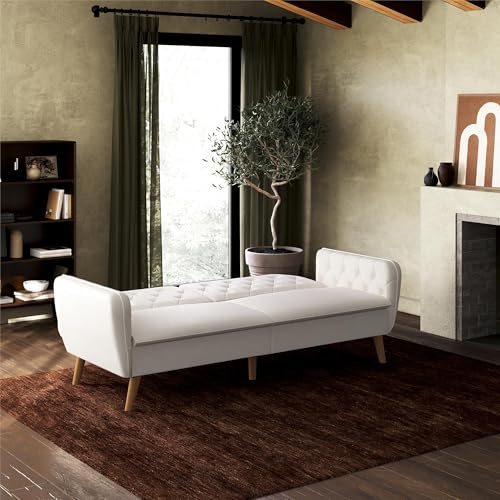 Novogratz Tallulah Memory Foam Futon, Convertible Couch, Camel Faux Leather