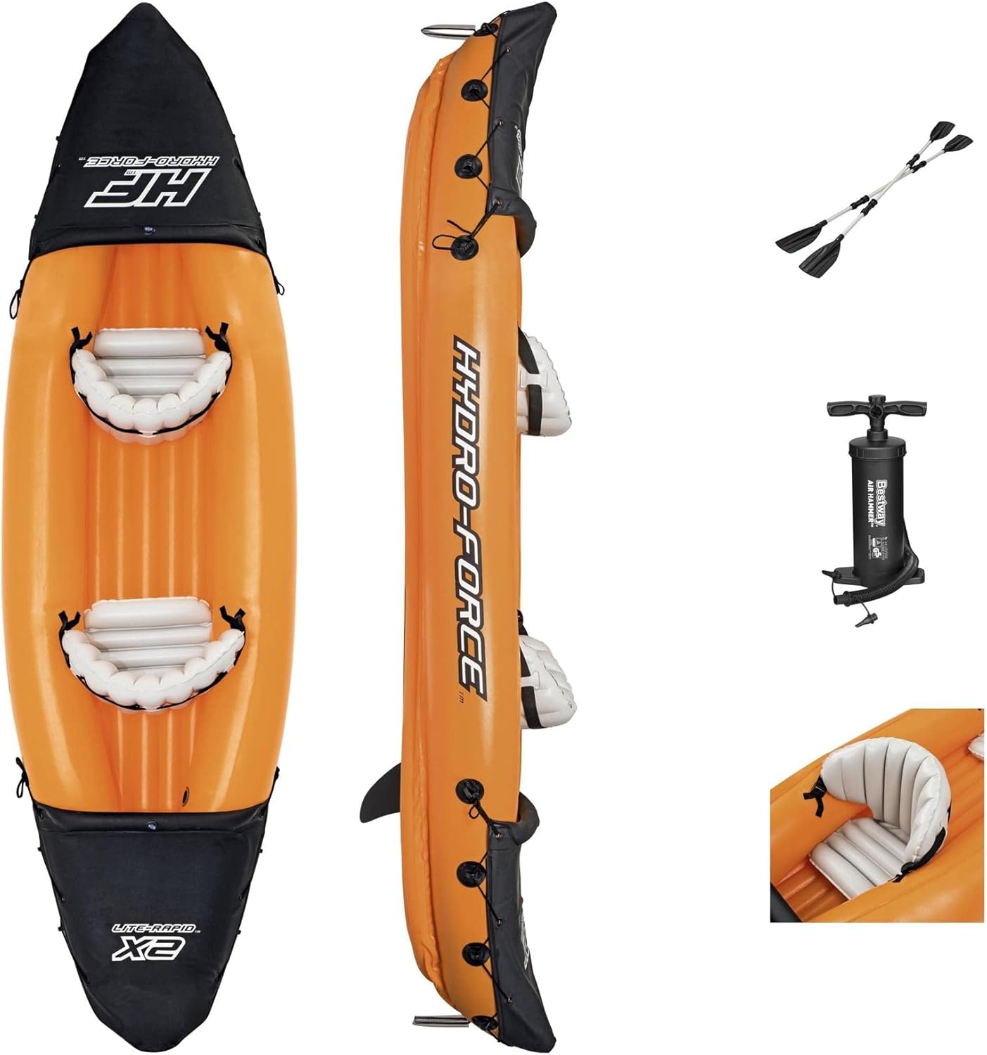 LITE RAPID X2 Inflatable Kayak 2 Person with Pump Paddles Canoe Boat Twin