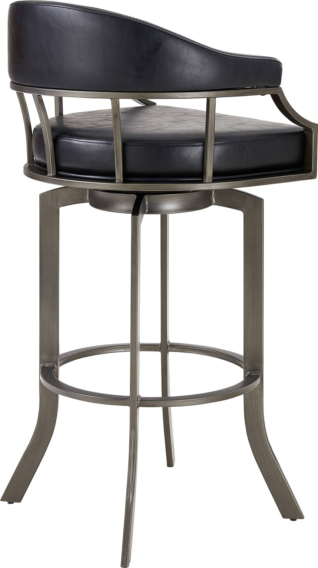 Armen Living Edy Mineral and Black Faux Leather 30x22 Swivel Bar Stool