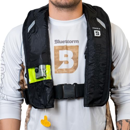 BLUESTORM Stratus 35 Inflatable Life Jacket PFD for Adults | US Coast Guard (USCG) Approved Automatic Self Inflating Life Vest Preserver with Manual