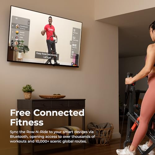 Sunny Health & Fitness Row-N-Ride PRO, Full Body Combo Squat Machine w/Optional Resistance Band, Easy Setup Ab Workout Exercise Equipment for Home
