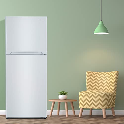Magic Cool MCR10WI Apartment Refrigerator Freestanding Slim Design Full Fridge with Top Freezer for Condo, House, Small Kitchen Use, White
