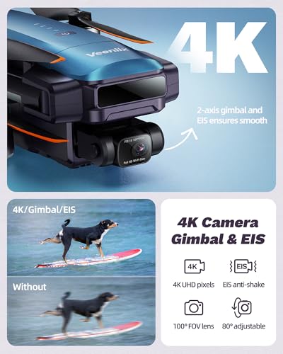 V11Air Drone with 6K Camera for Adults, 3-Axis Gimbal Drones with 4K/30fps Video, 10000ft FPV Transmission Professional Drone