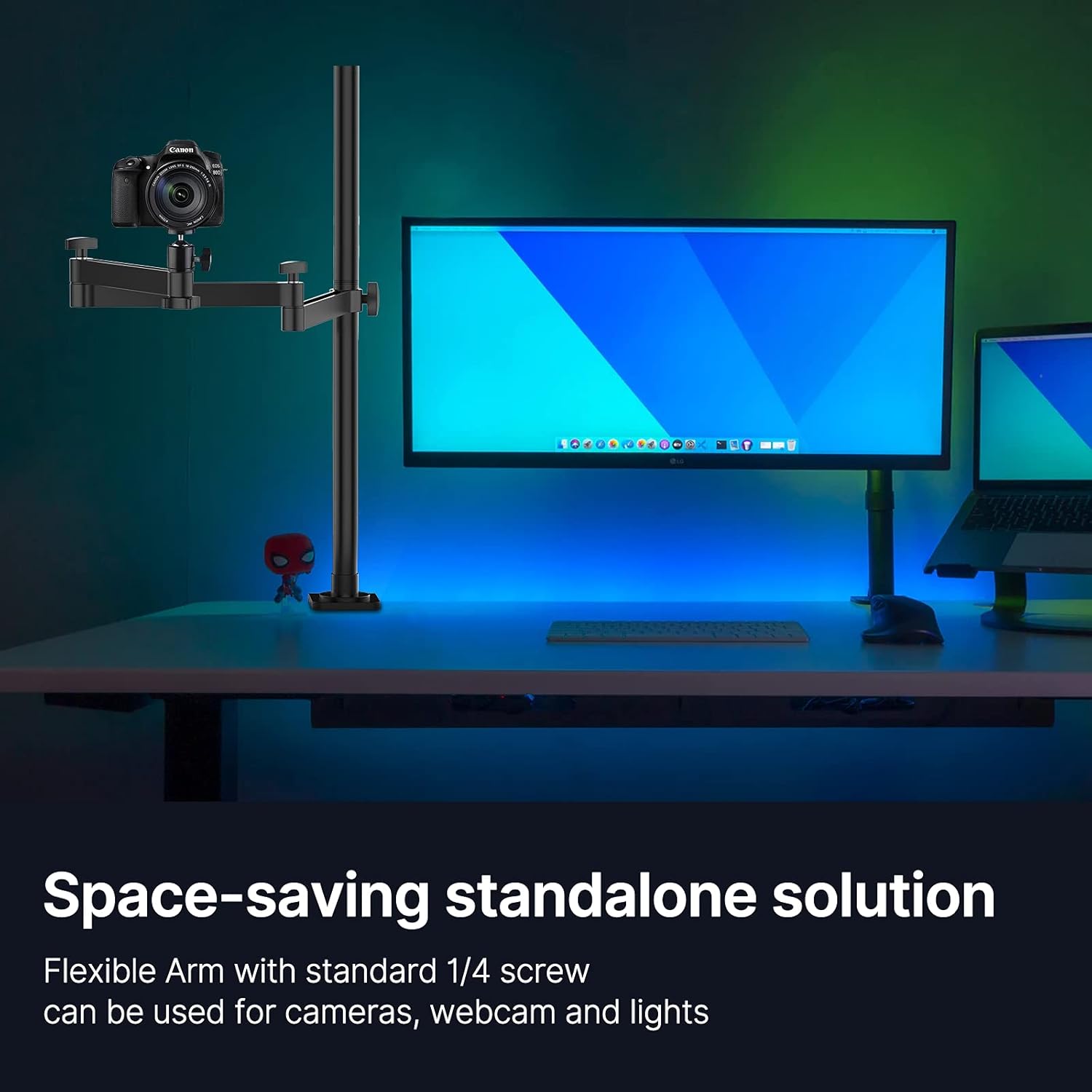 ULANZI Camera Desk Mount Stand with Flexible Arm, Overhead Camera Mount, Articulated Arm with 360° Rotatable Ball Head