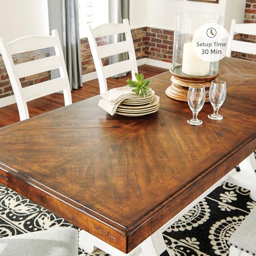 Signature Design by Ashley Valebeck Rustic Farmhouse 36" Counter Height Dining Table, Brown & White