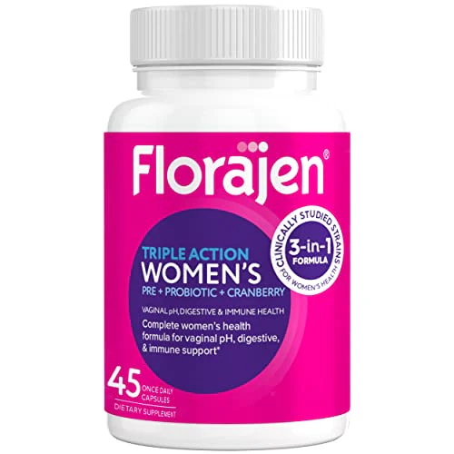 Florajen Women's Vaginal Probiotic, Prebiotic, & Cranberry Supplement for Immune Support and Digestive Health, 45 Capsules - Kansas Nuitrition