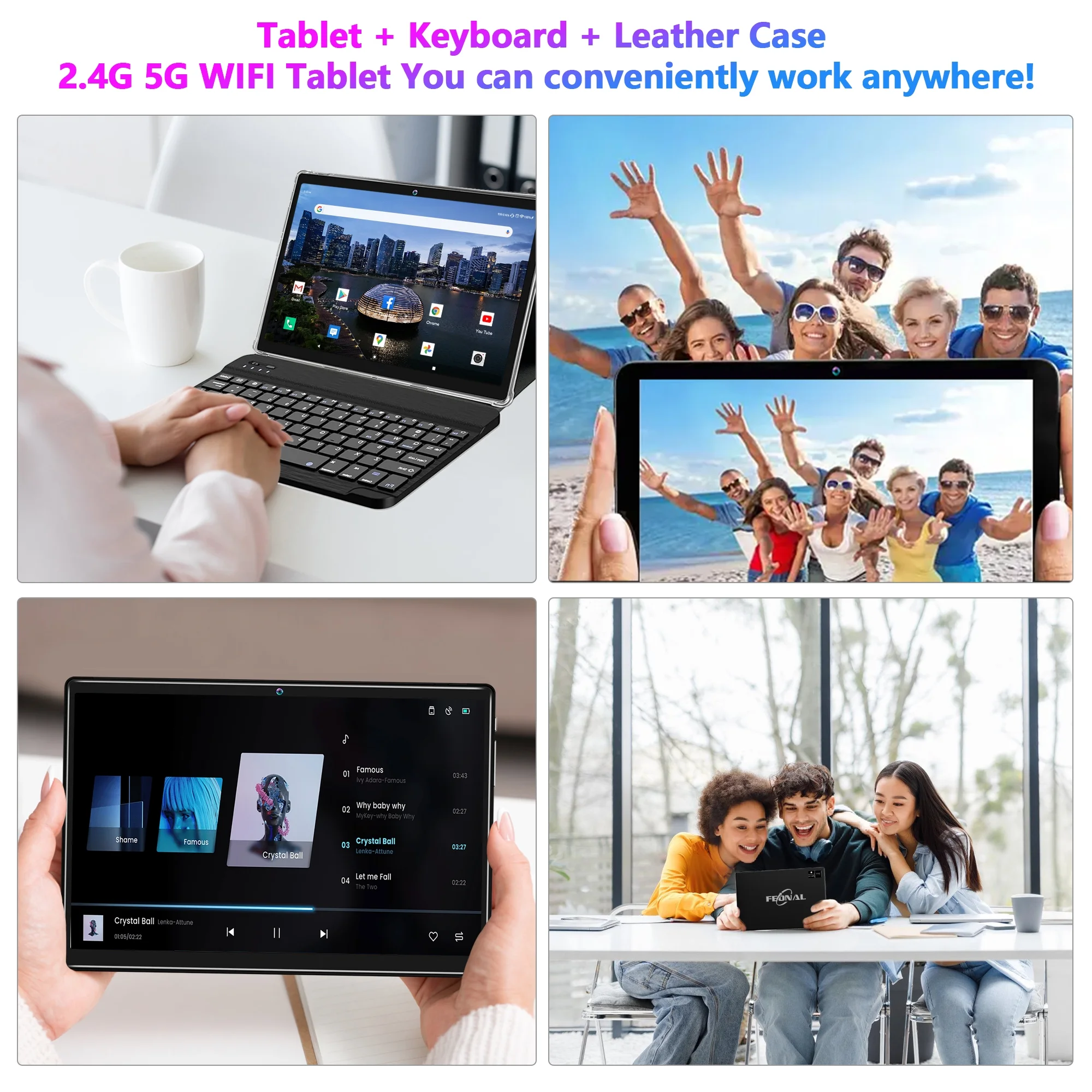 10in Android 13 Tablet（8+8)gb Ram 128gb Rom 1TB Computer Tablets Pc with Keybord Octa Core MTK8183 Gps 5G Wifi