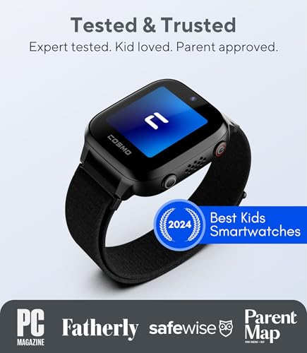 JrTrack 4 Kids Smart Watch by Cosmo | Phone Watch & GPS Tracker | Enhanced Parental Controls | Call, Text, Activity