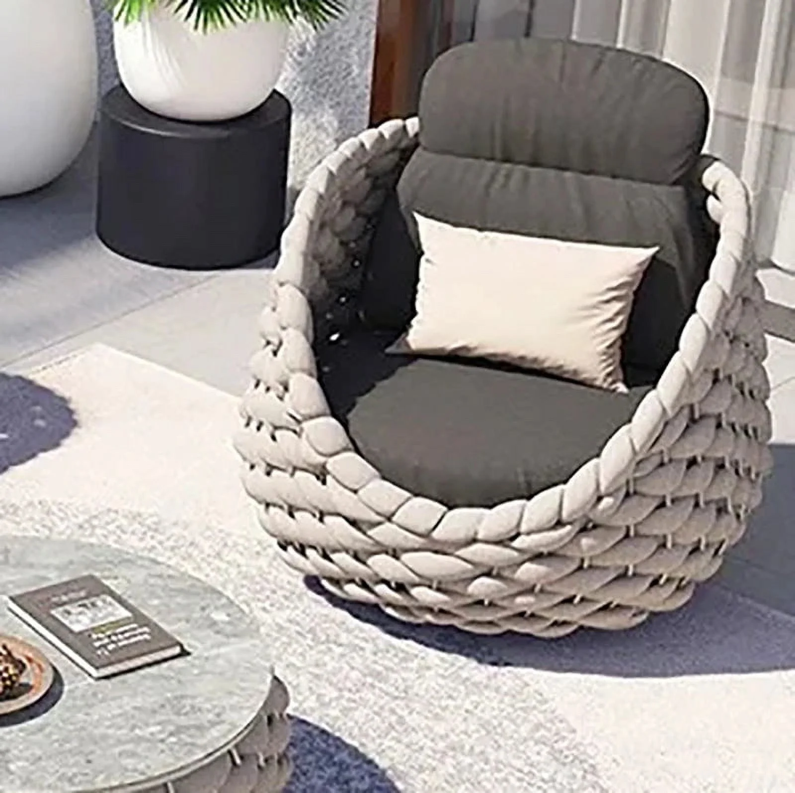 Rattan Luxury Chair Throne Relax Leisure Backrest Sofa Design Chair Living Room Coffee Office Sillas Comedor Outdoor Furniture