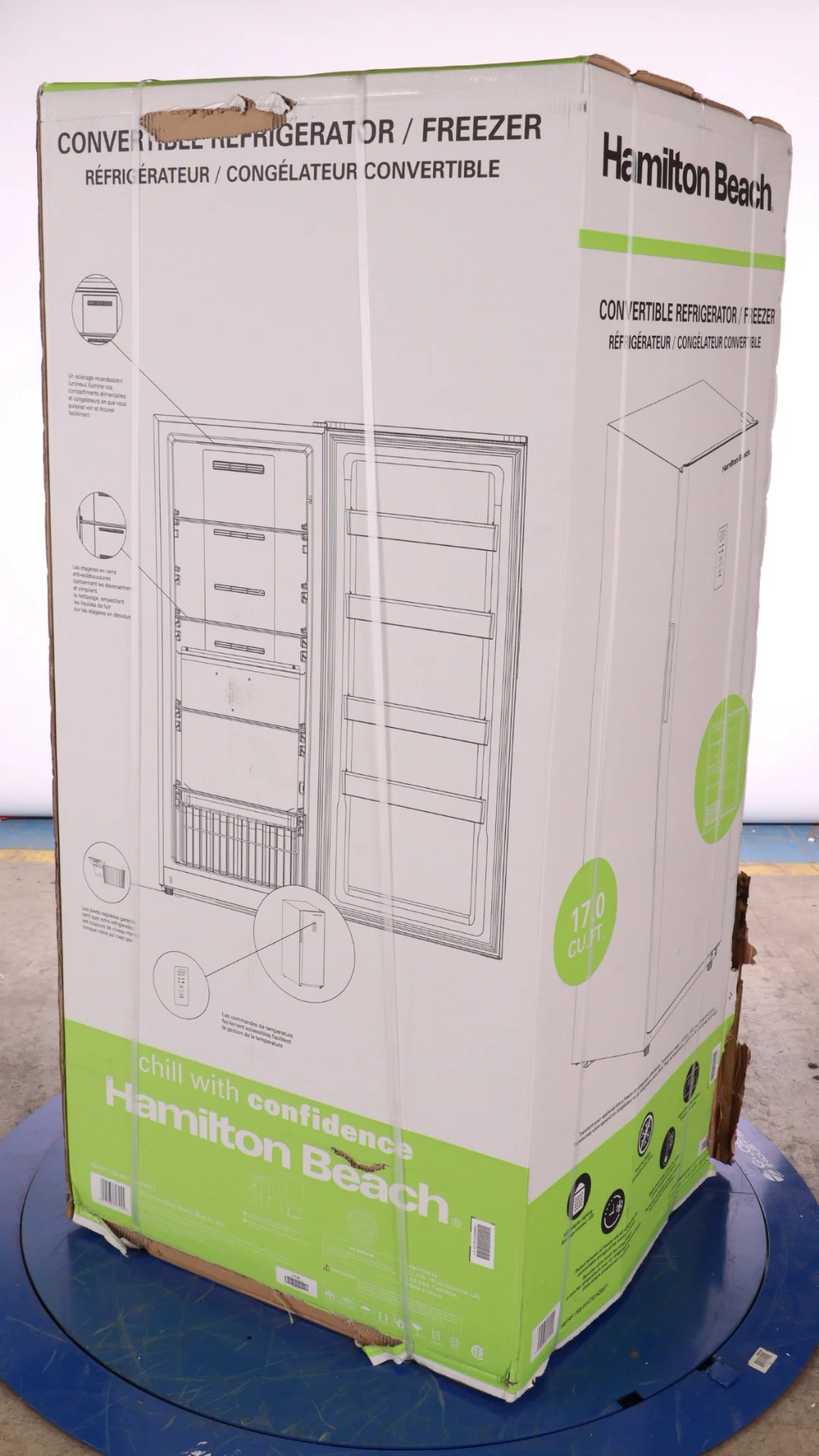 HAMILTON BEACH 32 IN. 17 CU. FT. WHITE UPRIGHT CONVERTIBLE REFRIGERATOR / FREEZER - HBFRF1798