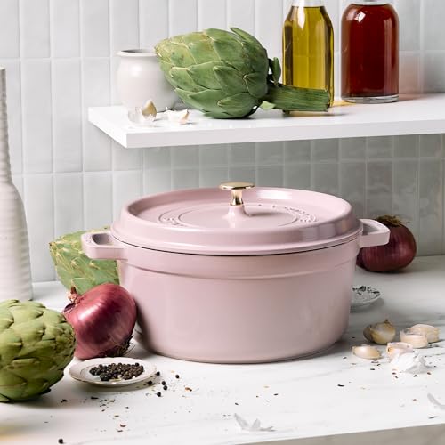 STAUB Cast Iron Dutch Oven 5.5-qt Round Cocotte, Made in France, Serves 5-6, Black Matte