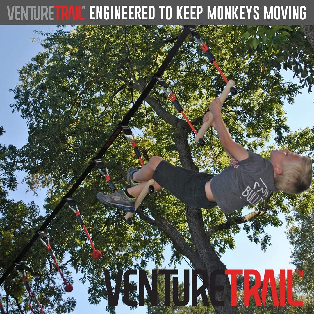 VENTURETRAIL 50FT American Ninja Warrior Obstacle Course for Kids, Ninja Warrior Kids, Ninja Slackline for Backyard