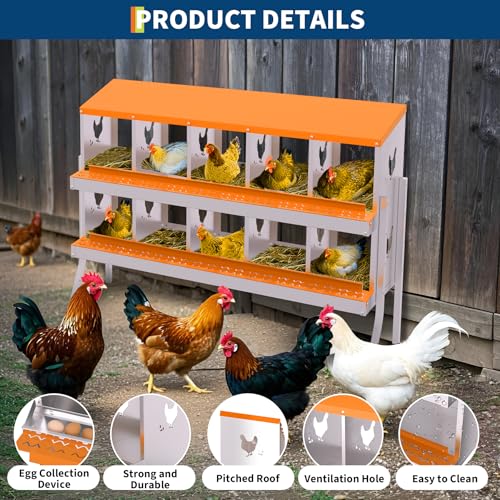 Garvee Chicken Nesting Box with Removable Tray, 8 Compartment Nesting Boxes for Chickens, Easy to Clean and Install