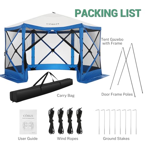 COBIZI 12x12ft Pop up Gazebo Screen Tent Screen House for Camping, Camping Outdoor Screened Gazebo, Canopy Tent