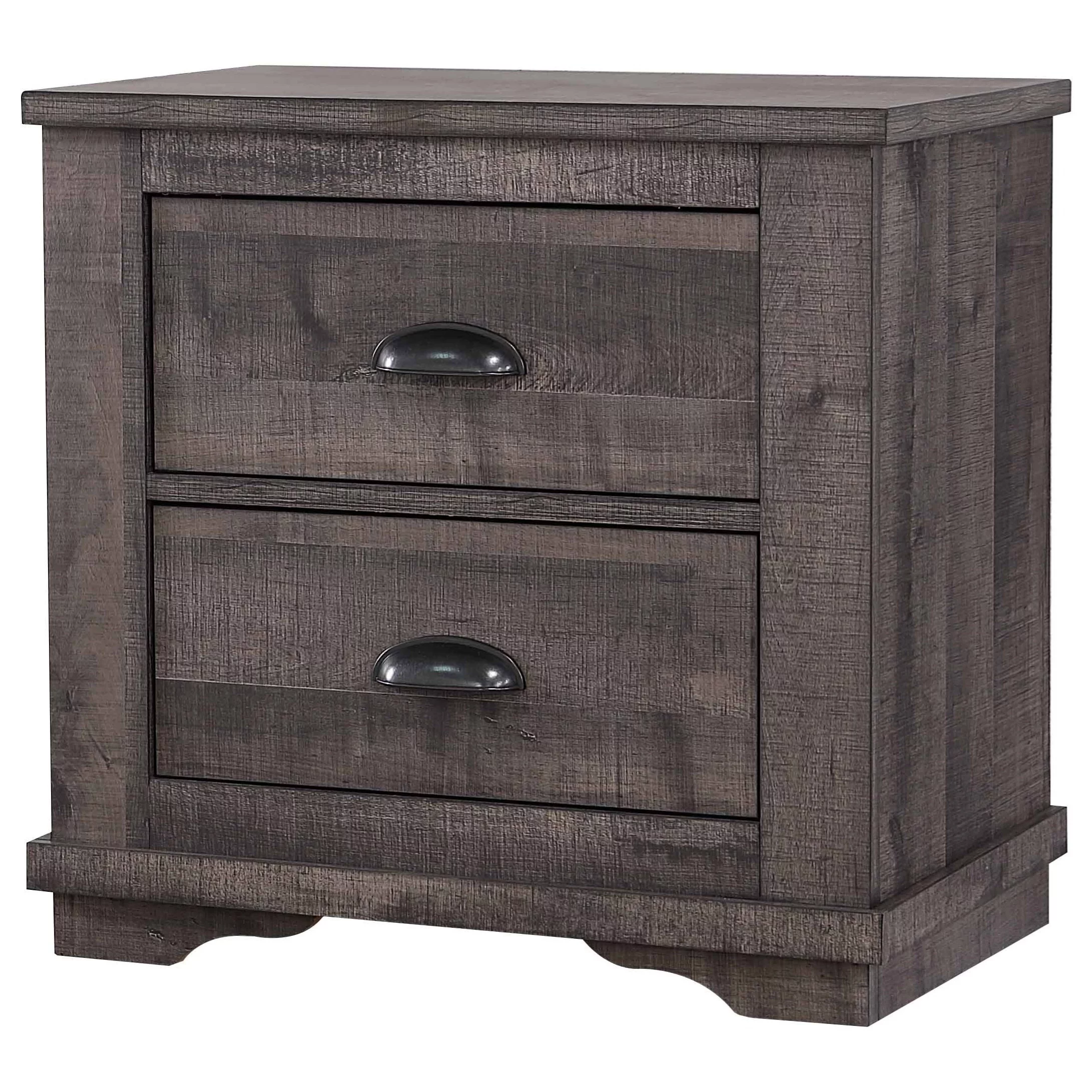 Traditional Rustic Style 5pc King Size Bed Dresser Mirror Nightstand Set Bedroom Wooden Furniture Gray Finish