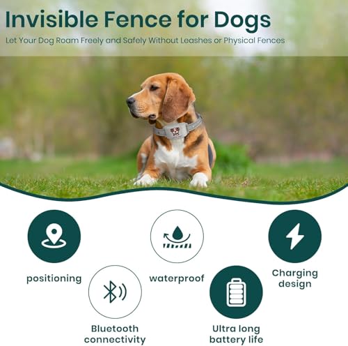 2-in-1 Bluetooth GPS Electronic Fence, Wireless Training Collar- No Subscription Required, Create Your Own Wireless Fence for Dogs