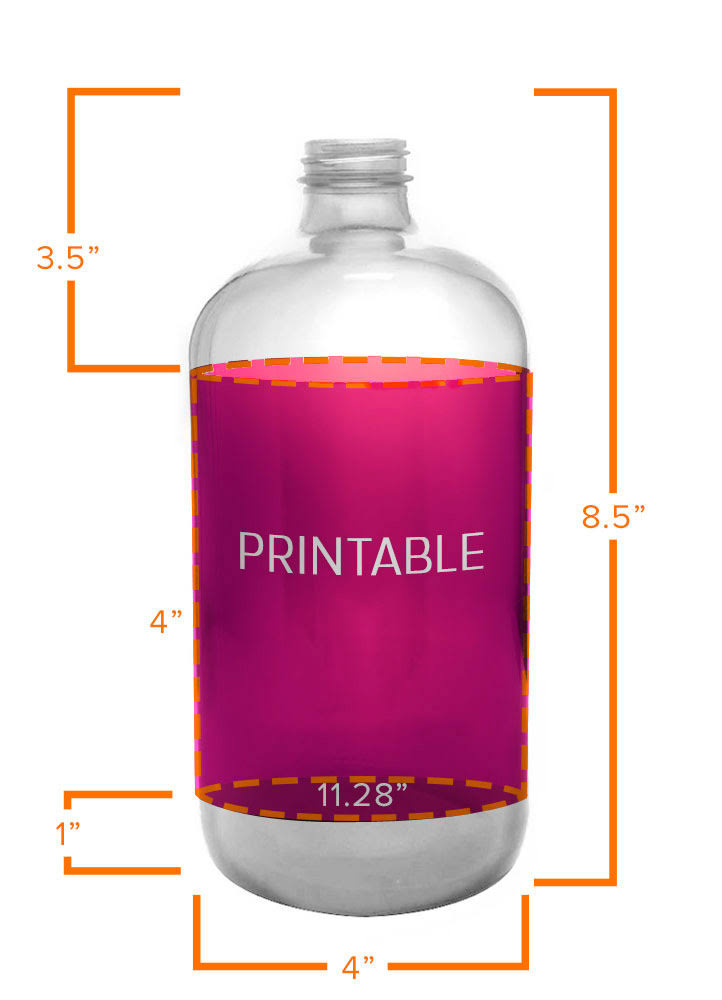 72 Customizable 32 oz Clear Glass Boston Round Growler