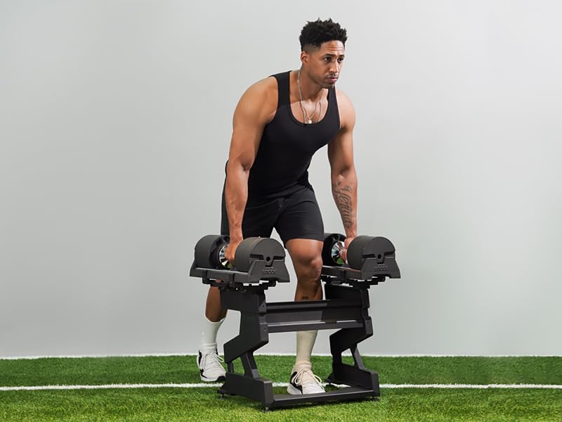 SNODE AD80 Drop Proof 80 lbs Adjustable Dumbbell Set -Adjustable Weights with Cast Iron Plates and Cradle, Knurled Handle, Fast Adjust
