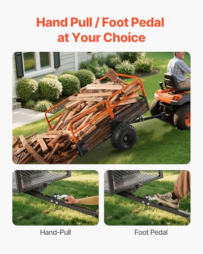 VEVOR Heavy Duty ATV Dump Cart - Steel Tow Behind trailer, 750 lbs, 15 Cubic Feet Garden Utility with Removable Sides
