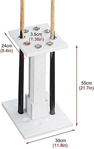 Freestanding White Wooden Pool Cue Rack Stand - Holds 8 Cues, Easy Assembly Billiard Cue Holder, Multi-Functional Storage for Home, Game Room