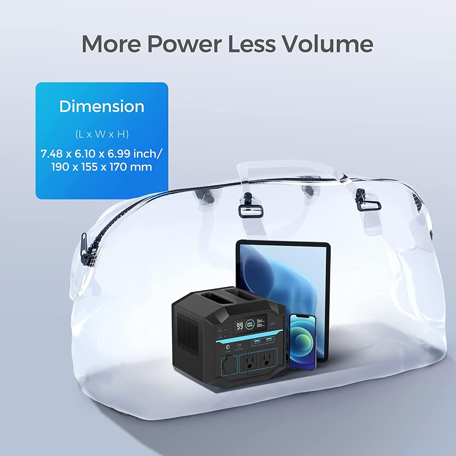 Renogy Portable Power Station Camping, 222Wh Backup Lithium Battery of Fast Recharging, w/Two 120V/200W Pure Sine Wave AC Outlets