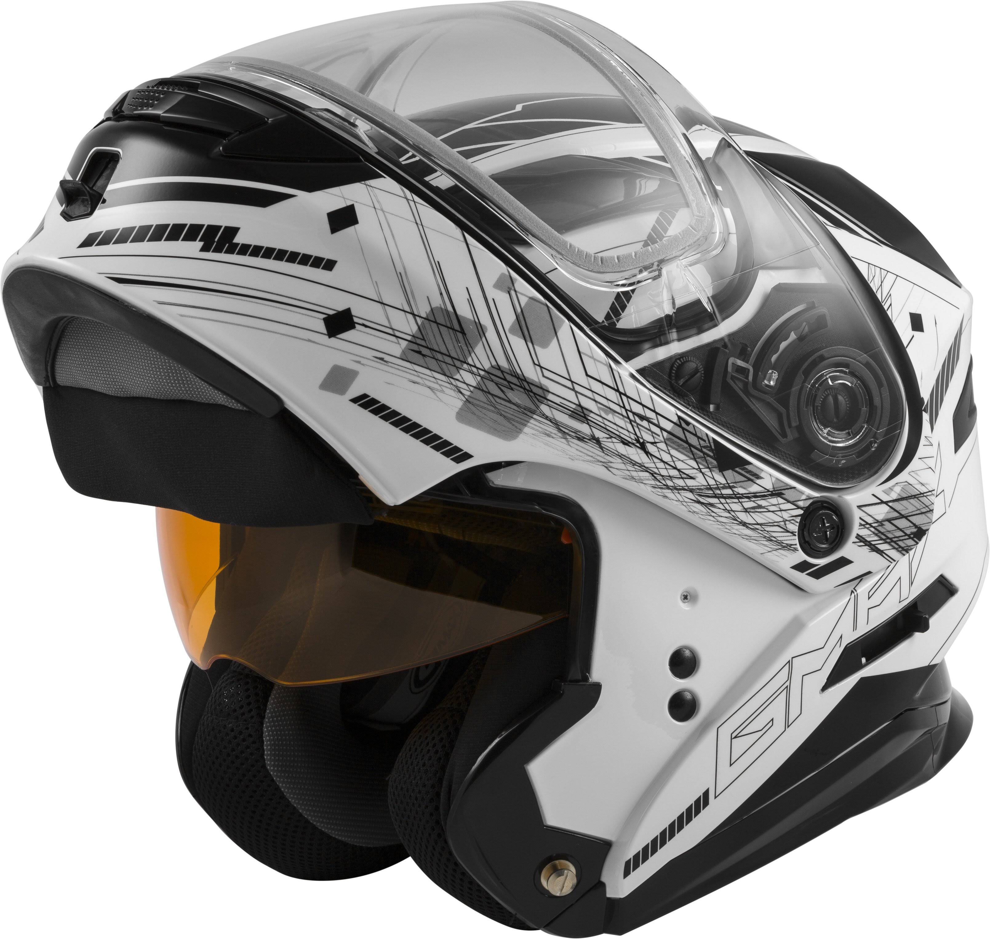 GMAX MD-01S Wired Modular Helmet - Black/White - Large