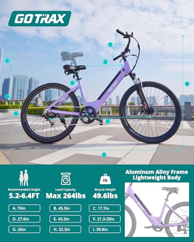 Gotrax Dolphin 26" Electric Bike, Max Range 30Miles(Pedal-assist1) & 20Mph Power by Peak 500W, 5 Pedal-Assist Levels & Front Suspension